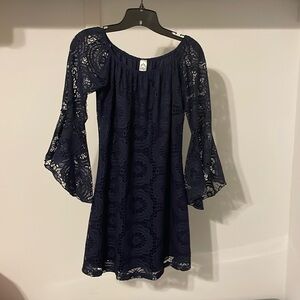 Navy Blue Eyelet Dress